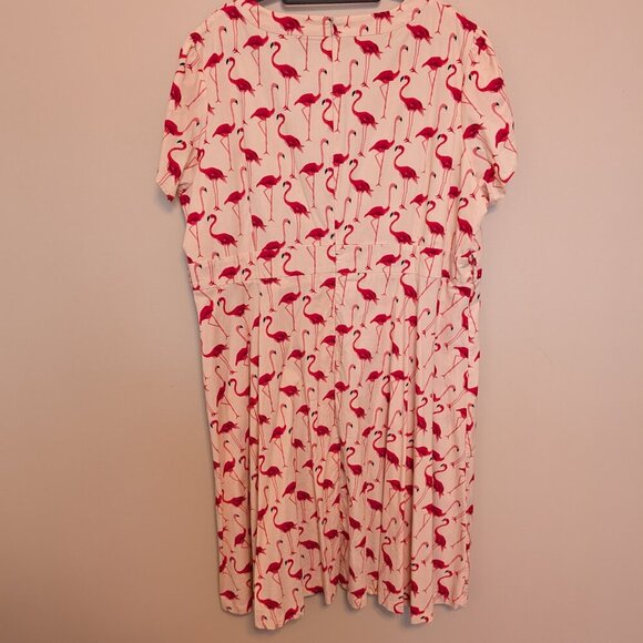 Lindy Bop Flamingo Print Midi Dress - Pink and Cream - Picture 3 of 13